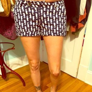 Juniors Seahorse shorts. Navy/white double button